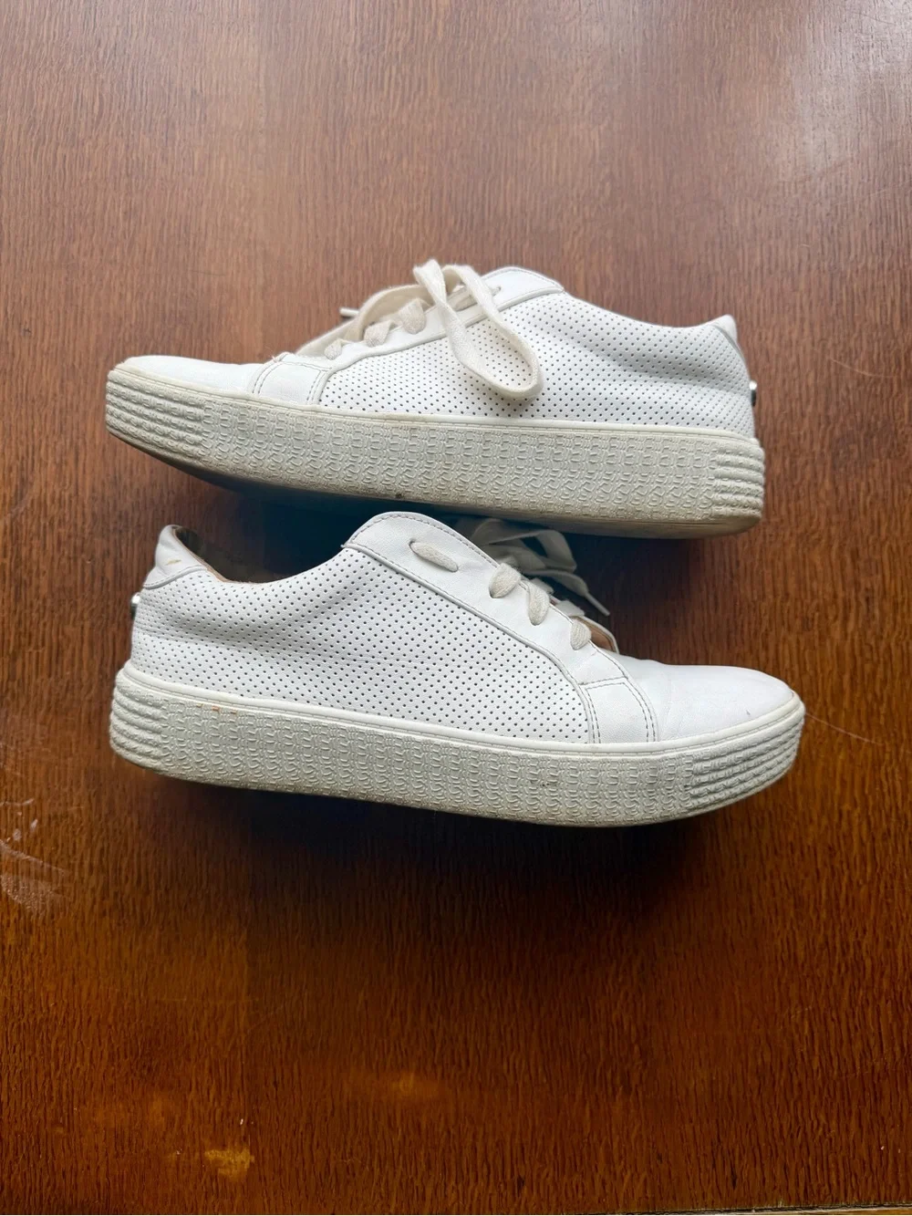 Steve Madden White Perforated Platform Sneakers